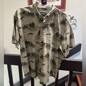 Woolrich Men's Olive Patterned Button Down Shirt #164